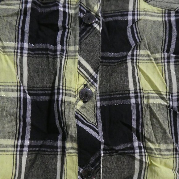 JUSTICE | size 20 | button down plaid tank | tie waist | silver rhinestones - Picture 10 of 15